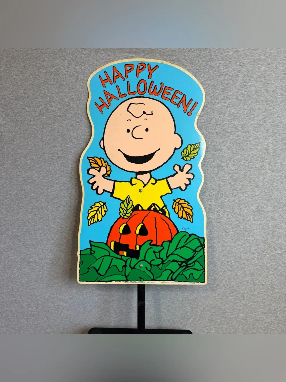 Vtg 1998 Halloween Charlie Brown Pumpkin Outdoor Yard Sign Decor Art Prop